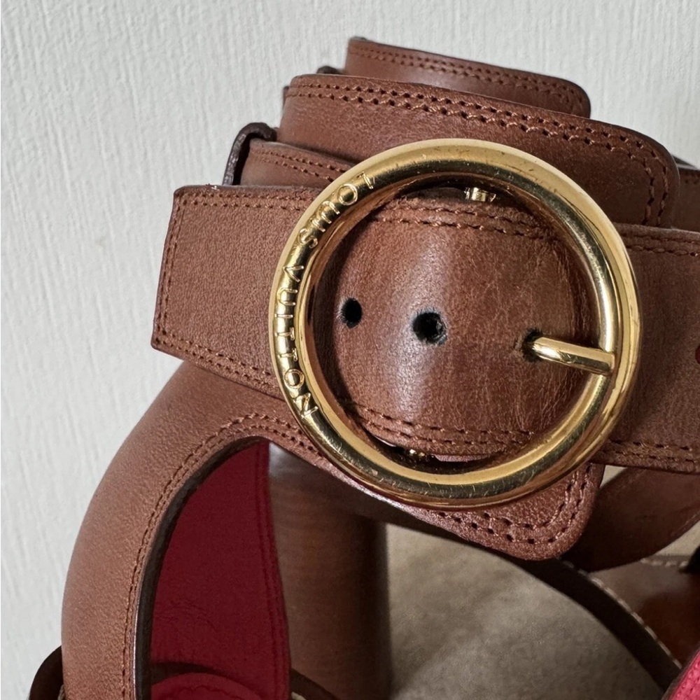 Louis Vuitton Brown and Pink Strappy Heels - Picture 8 of 9